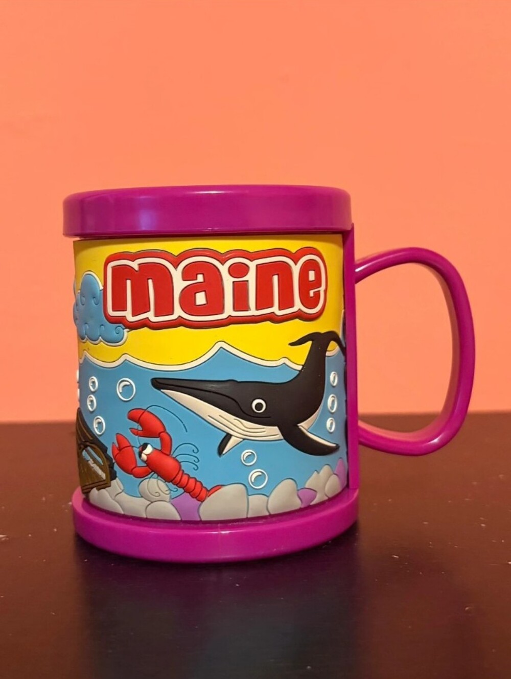 Rare Maine Purple 3D Whale/Lobster Graphic Cup